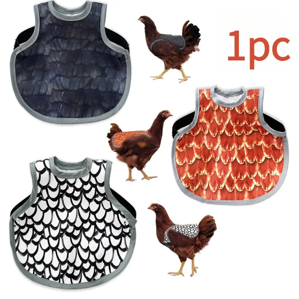 Feather Print Chicken Saddle Vest Adjustable Anti-Pecking Hen Back Protector Apron Reusable Poultry Wing Protection Clothes Prevent Feather Loss for Backyard Hens Roosters