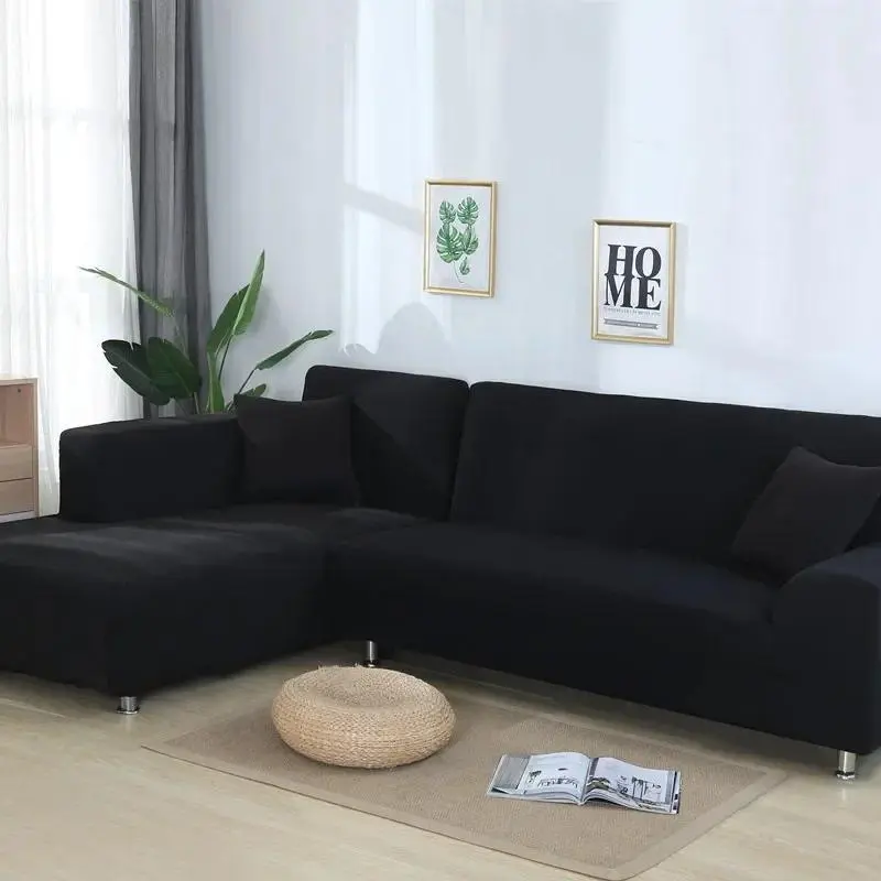 Stretch Ironable Solid Color Elastic Sofa Cover - L-Shaped Sectional Corner Chaise Couch Slipcover for Living Room Specialty DIY Supplies Projects