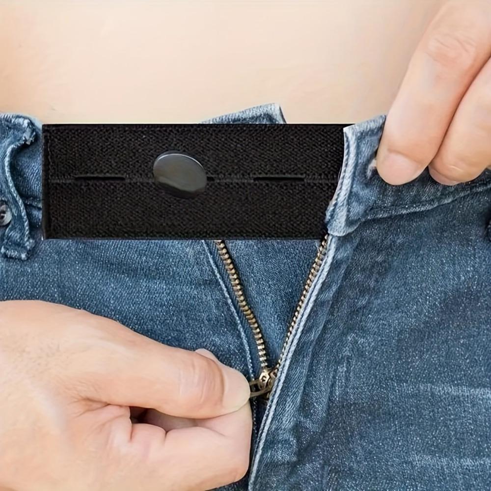 2-piece set of black seamless adjustable belt extender buckles - instant waistband extension for pants & trousers, suitable for both men and women, elastic and comfortable fit, suitable for daily wear, weddings, parties, commuting accessories, casual styl
