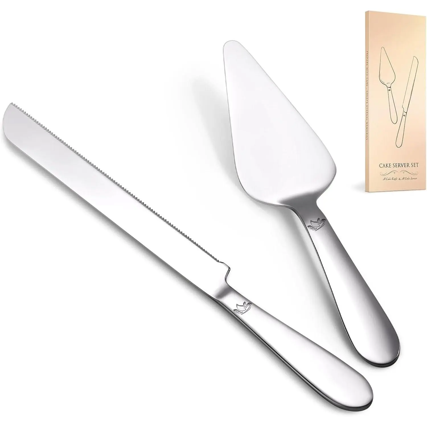 Cake  Set for Wedding - Extended Cake  and Server Set Thickened Stainless Steel 13.0" Cake  10.49" Pie Spatula  for Birthday Anniversary Christmas  2 count