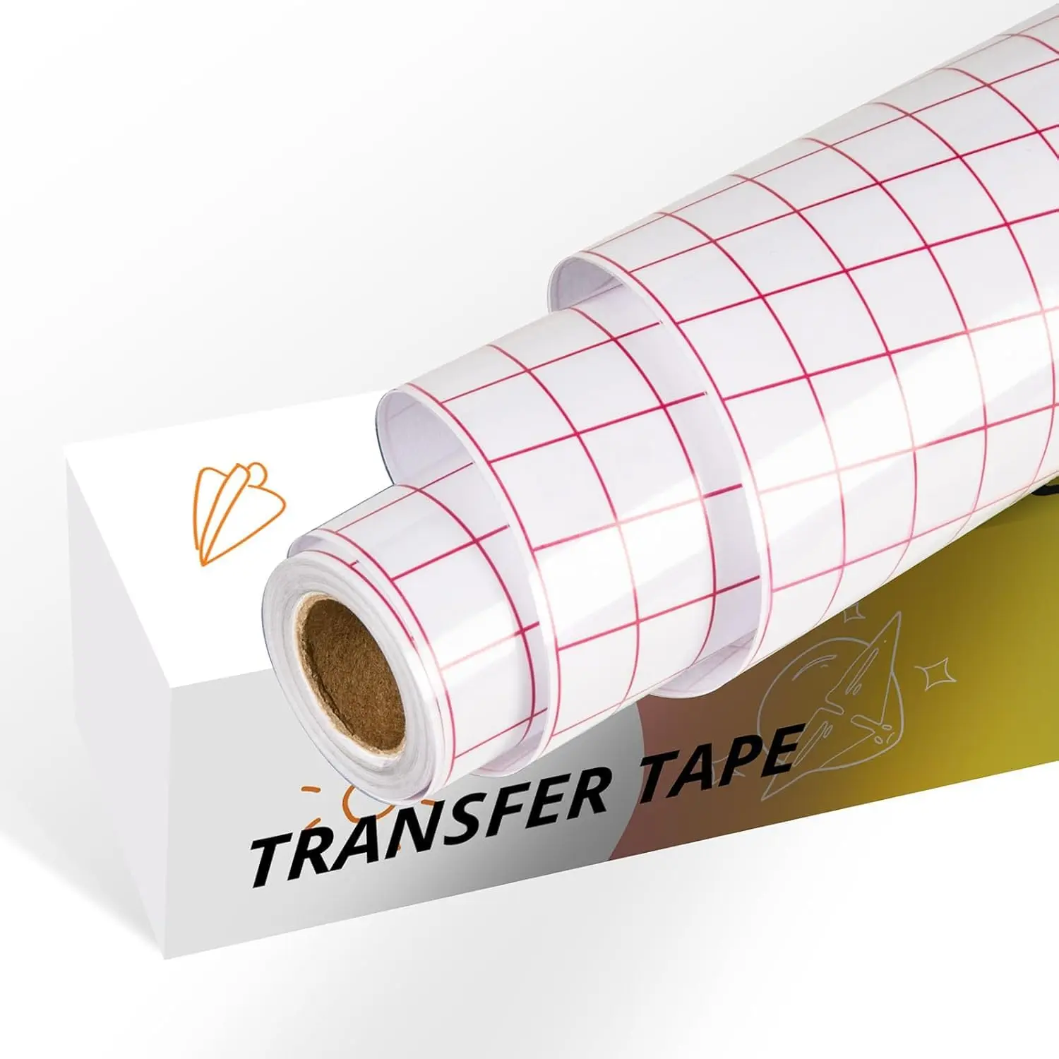 Transfer Tape for Vinyl, 12" x 12 FT w/Red Alignment Grid | Medium Tack, For Adhesive Vinyl, Quick Release, No , For Signs Stickers , For Walls Doors & Windows