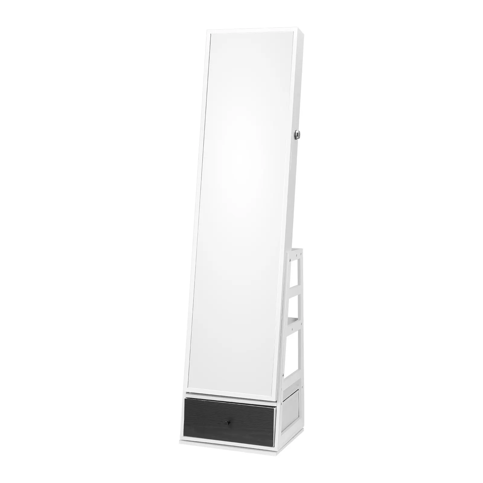 Mirror Jewelry Cabinet, Lockable Jewelry Mirror Organizer with Full Length Mirror, LED Light, 3-in-1 Functionality, Ideal Gift, User-Friendly Design