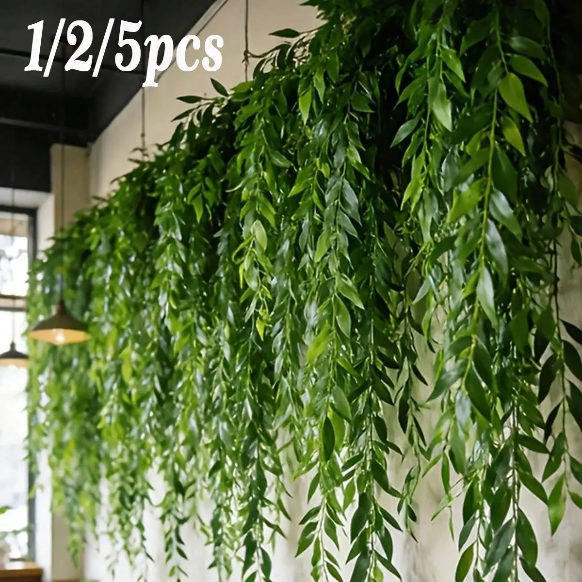 1/2/5 Pack Artificial Hanging Leaf Vines, UV-Resistant Plastic Wreaths, Ideal for Walls, Balconies, Gardens, Parties, DIY Decorations