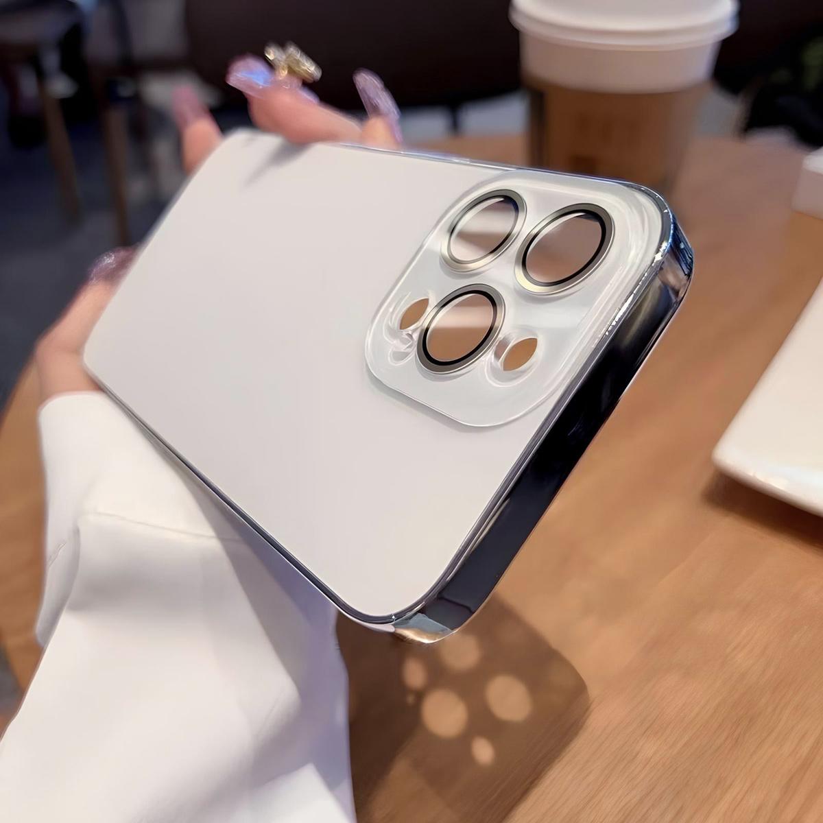 Luxury Plating Cute Case for iPhone 17 Pro Max 16 15 14 13 12 Full Lens Protection Electroplated Original Color Glossy Glass Back Cover for Girl Woman Christmas Gift Protector Pink Casing Shockproof High-Quality Mobile Phone Case