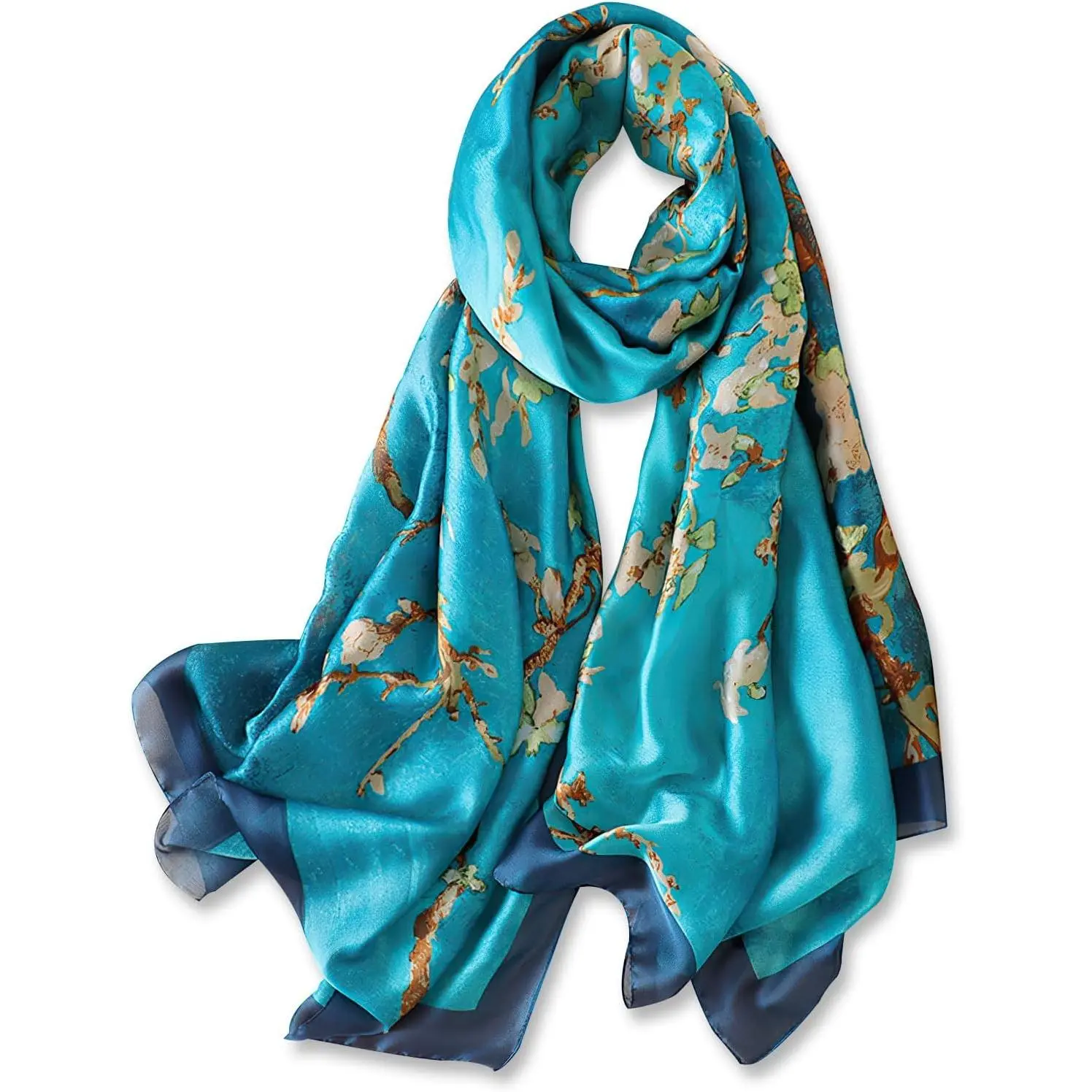 100% Large Silk Feeling Scarf-Women's Fashion Long Mulberry Silk Satin Neck Scarf Sunscreen Shawl Wrap Headscarf