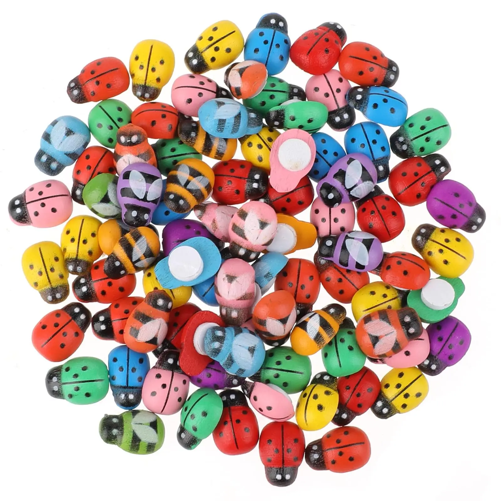 100pcs Mini Ladybugs Toys, Ladybug Figurines for DIY Fairy Gardens, Micro Landscape Succulent Ornaments, Creative Kids & Adult Accessories, Home Decor