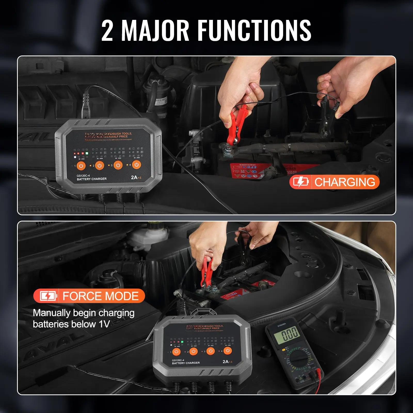 Smart Battery Charger, 8-Amp, LiFePO4 Lead-Acid (AGM / Gel / SLA) Car Battery Charger, Fully-Automatic Charger Maintainer Desulfator for Boat Motorcycle Lawn Mower Golf Cart Marine Deep Cycle