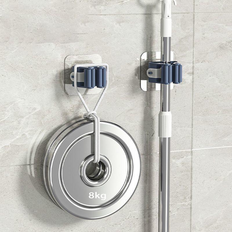 Wall Mounted Mop Storage Hook, Clear Multifunctional Storage Rack for Kitchen Utensils Broom and Toilet Brush, Home Organizer for Kitchen Bathroom,dorm room inspo,college dorm essentials,dorm haul