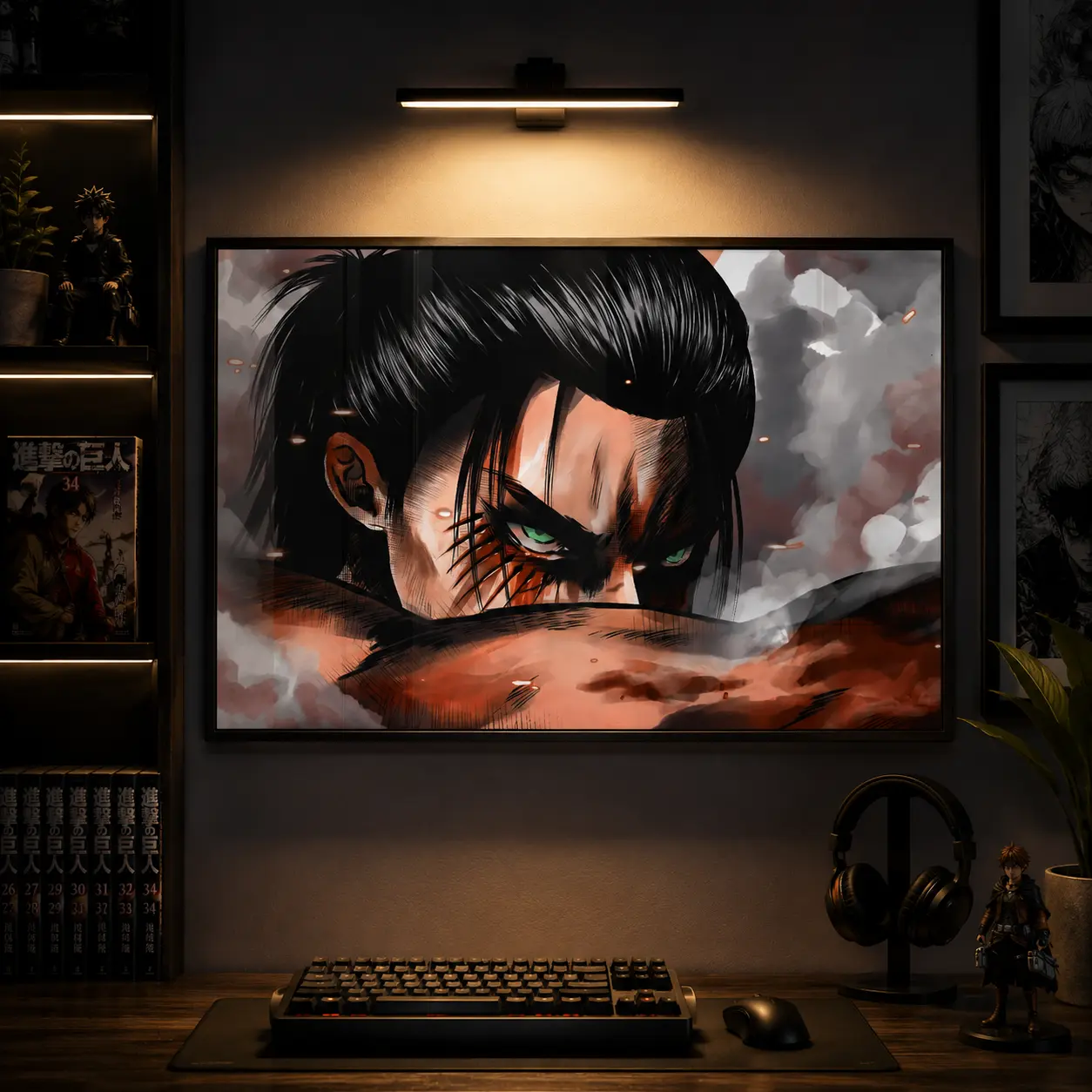 Eren Yeager "Freedom" Quote Poster, Attack on Titan Anime Wall Art Print, Motivational Manga Style Artwork, Aesthetic Japanese Anime Decor, Canvas Poster for Bedroom Gaming Room, Gift for Anime Fans