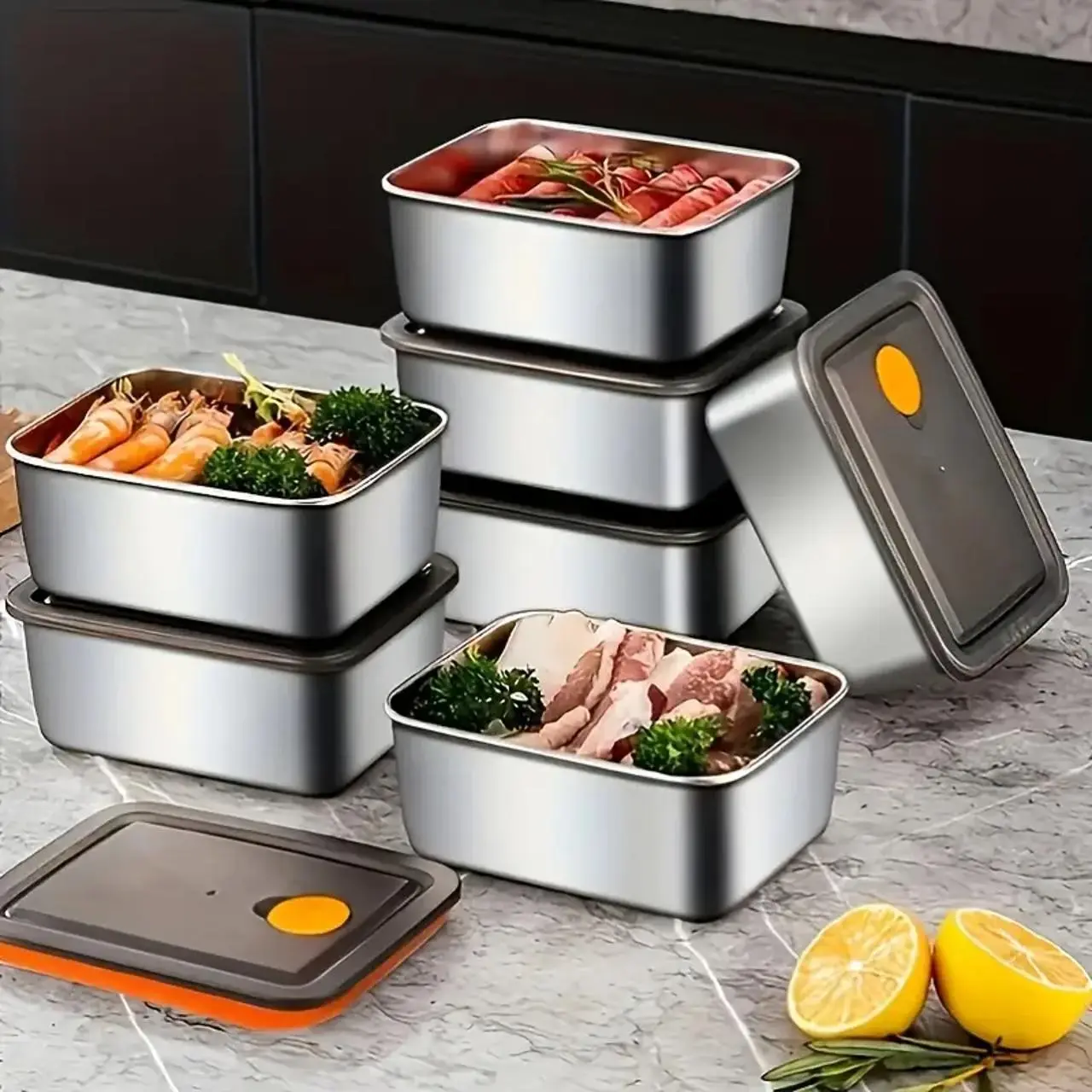 Stainless Steel Food Storage Container with Lid, Reusable Food Storage Container, Food Preserving Container for Home Kitchen Outdoor Camping, Utensils