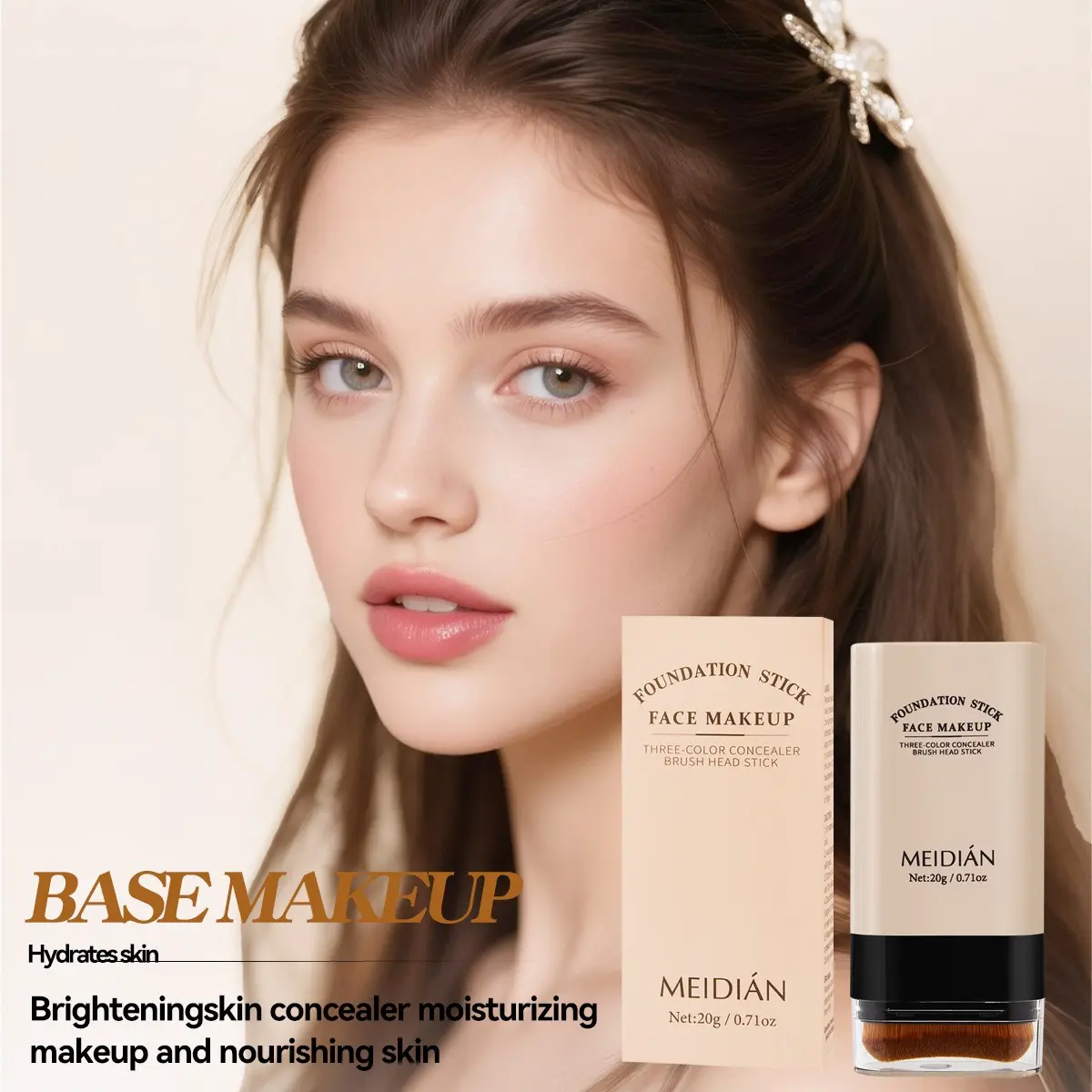 Dual-Ended Concealer Eraser Foundation Stick, Covers Dark Circles, Waterproof Sweatproof, Long-Lasting, Oil Control, Brightening, Perfect for Daily Use