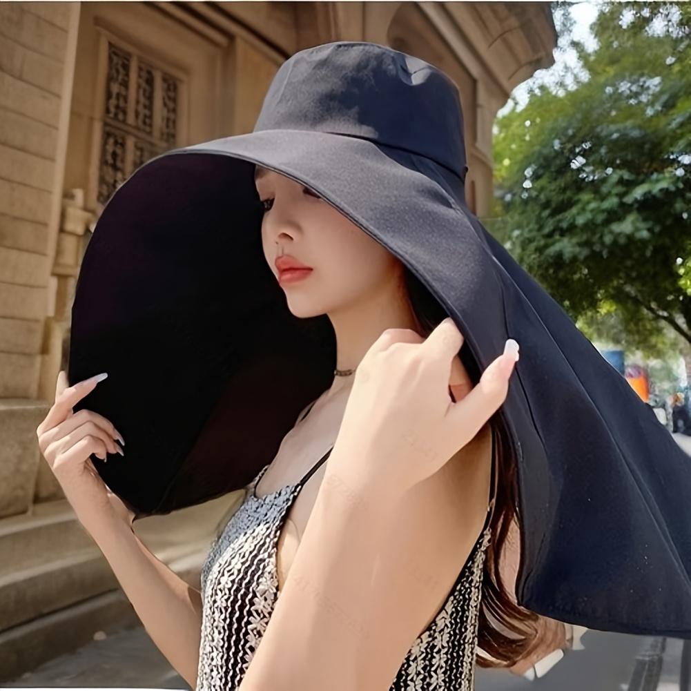 [Mother's Day Gifts]Summer Outdoor UV Protection Sun Hat for Women, Neck Flap Beach Cap, Lightweight & Breathable Wide Brim Design
