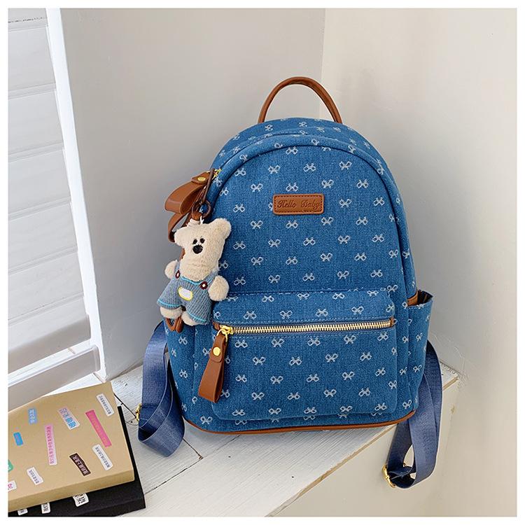 Korean-style fashionable trendy women's backpack, stylish and cute with a bow, student schoolbag, 2026 new model, cross-border women's bag