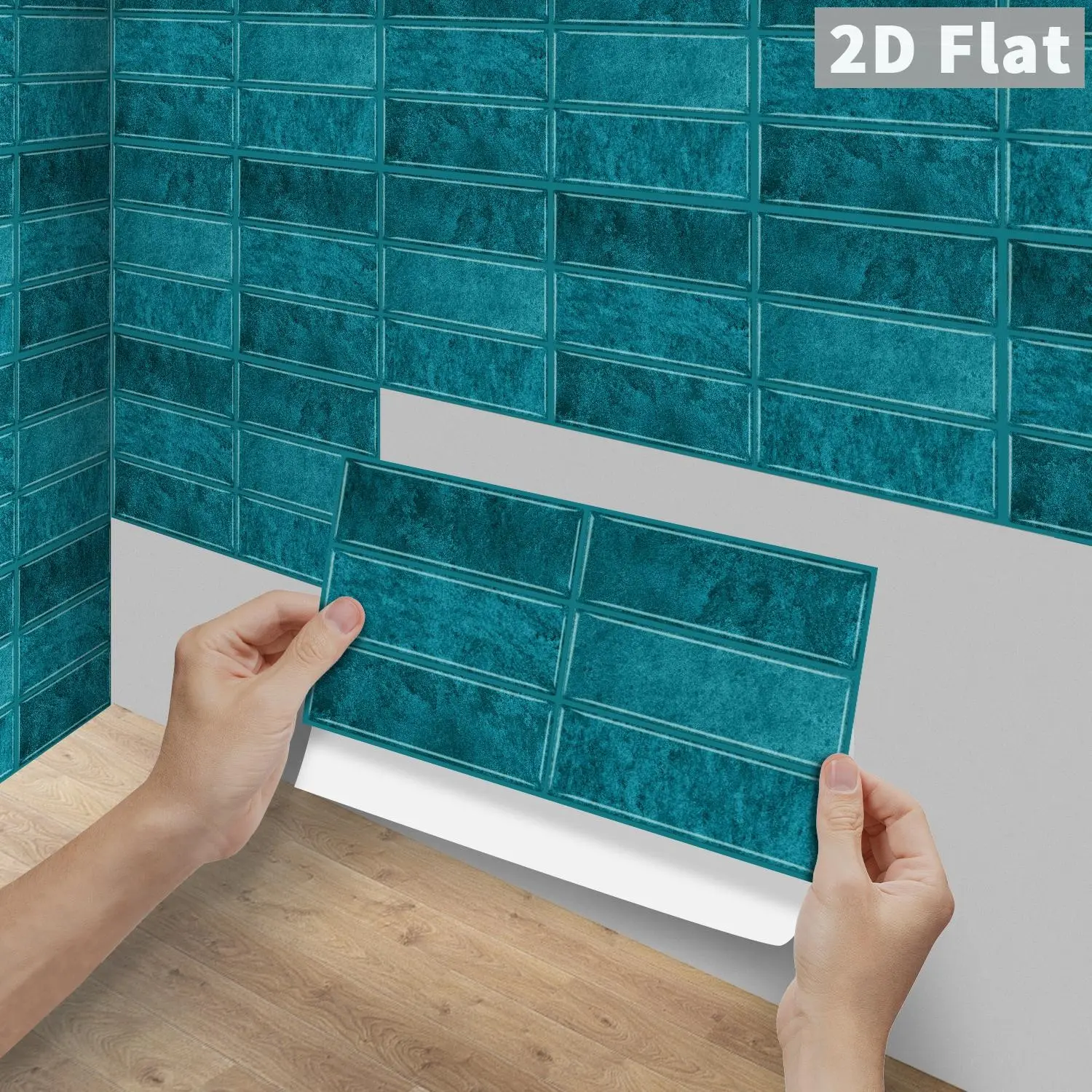 6/12/24/48PCS Vintage Peel and Stick Tiles, FG PVC Crystal Solid Peacock Dark Green Distressed Long Subway Splashback, Waterproof Oilproof Self-Adhesive Wall Decals for Kitchen, Bathroom, Floor, Tile & Wood DIY Home Decor