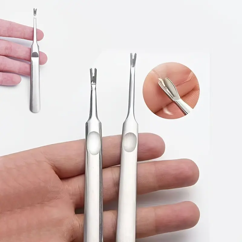 2-Piece Stainless Steel Cuticle Pusher Set, Manicure Tools for Nail Care, Dead Skin Remover, Edge Trimmer, Beauty Essentials