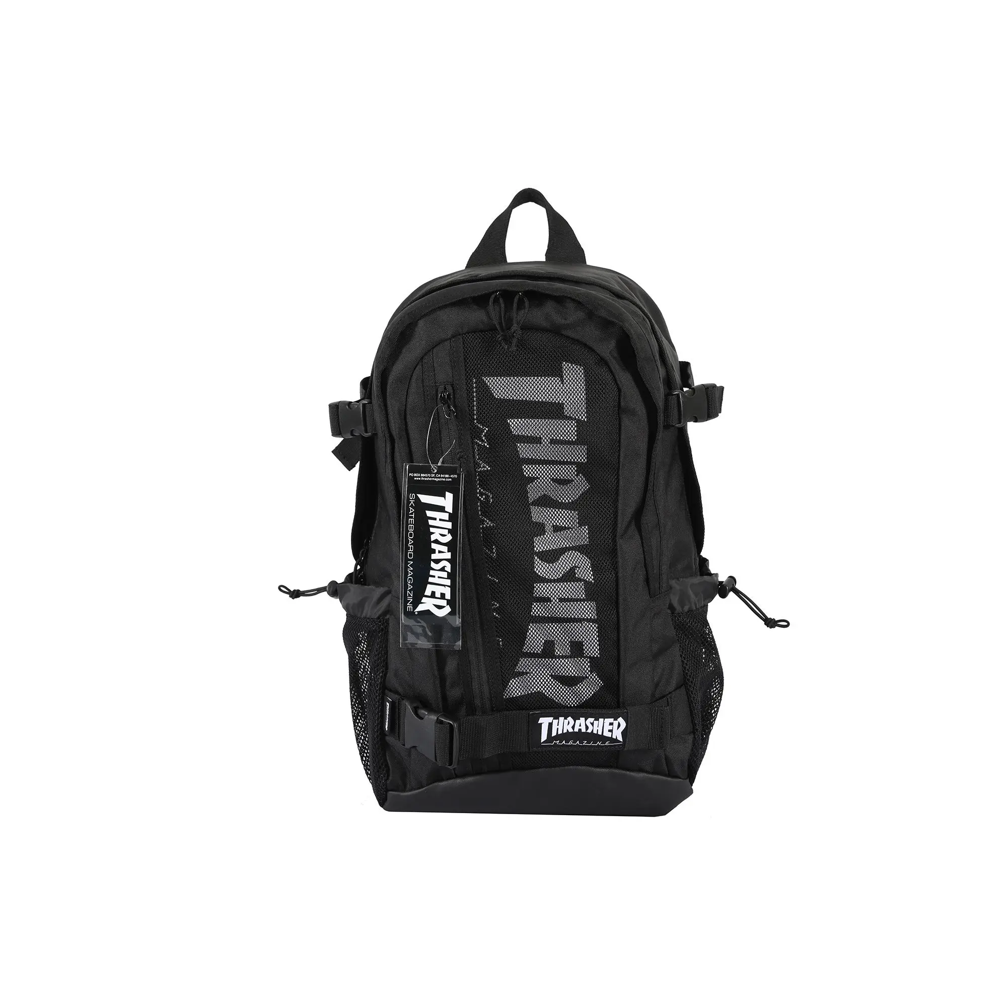 Thrasher Japanese Edition Polyester Backpack for Men and Women – Unisex Casual Style in Black