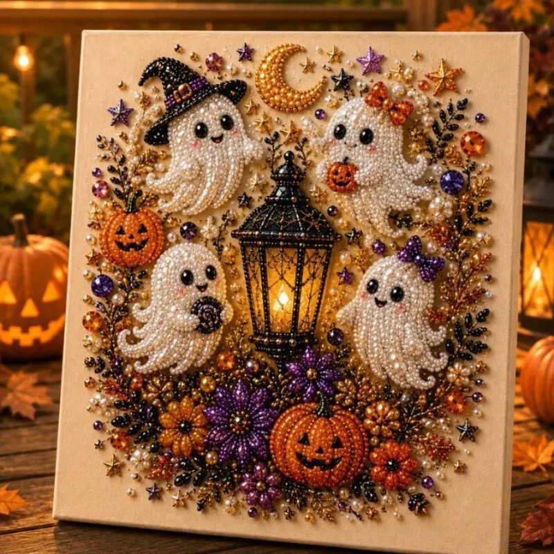DIY Halloween Raven Pumpkin Pearl Art Kit, Handmade Bedroom Decoration Set, Creative Craft Supplies, Perfect for Festive Home Decor