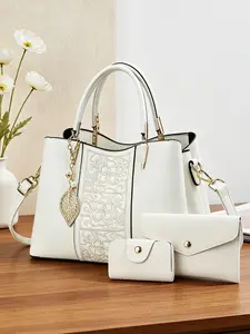 3-piece set of Chinese-style embroidered women's bags, lightweight luxury high-end ladies' handbags, premium versatile large-capacity tote bags, crossbody purses for daily shopping and commuting, ideal gifts for festivals and birthdays