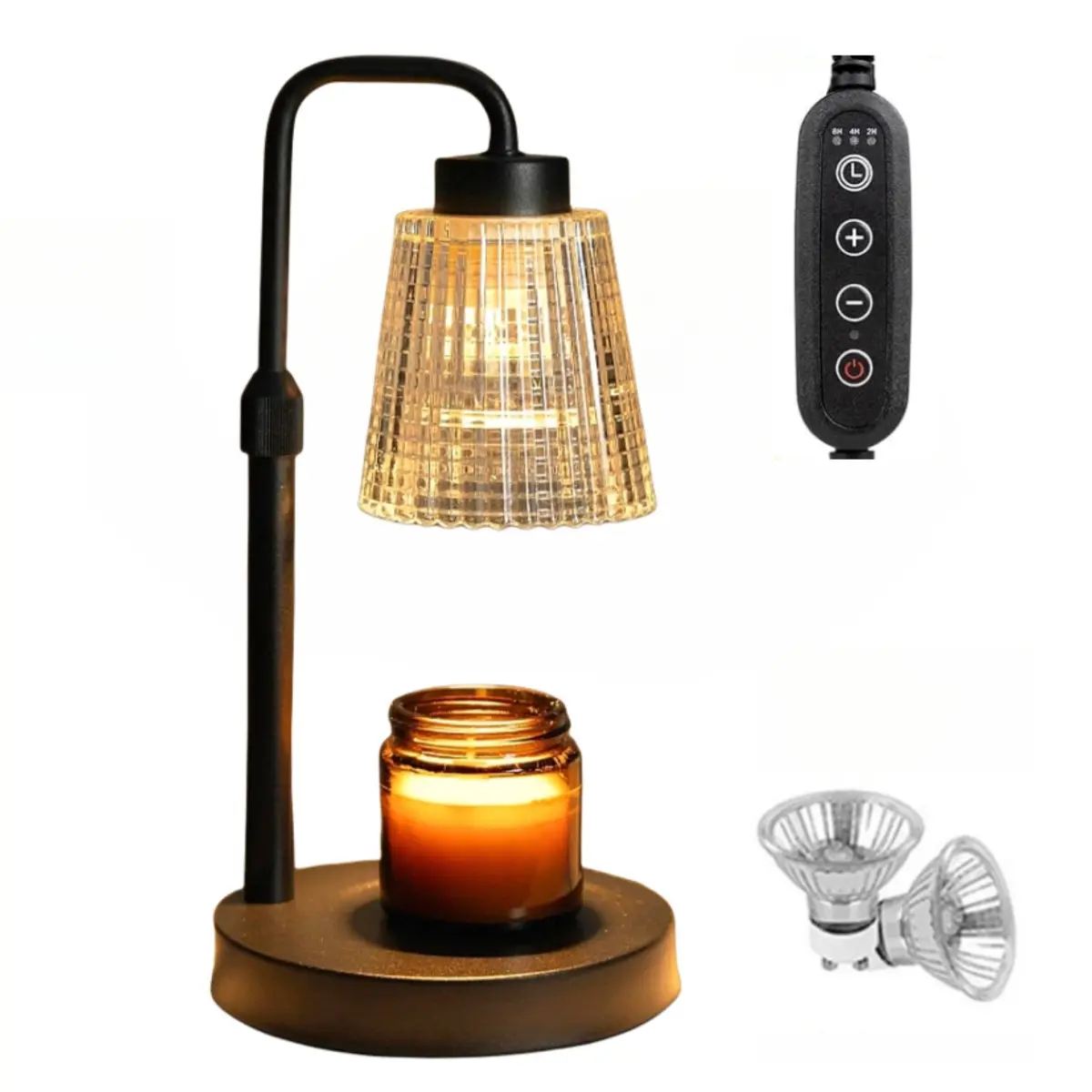 Candle Heating Lamp with Timer, Adjustable Light Candle Heater, Electric Candle Diffuser Lamps, 2 Bulbs, Height Adjustable, Home Decor