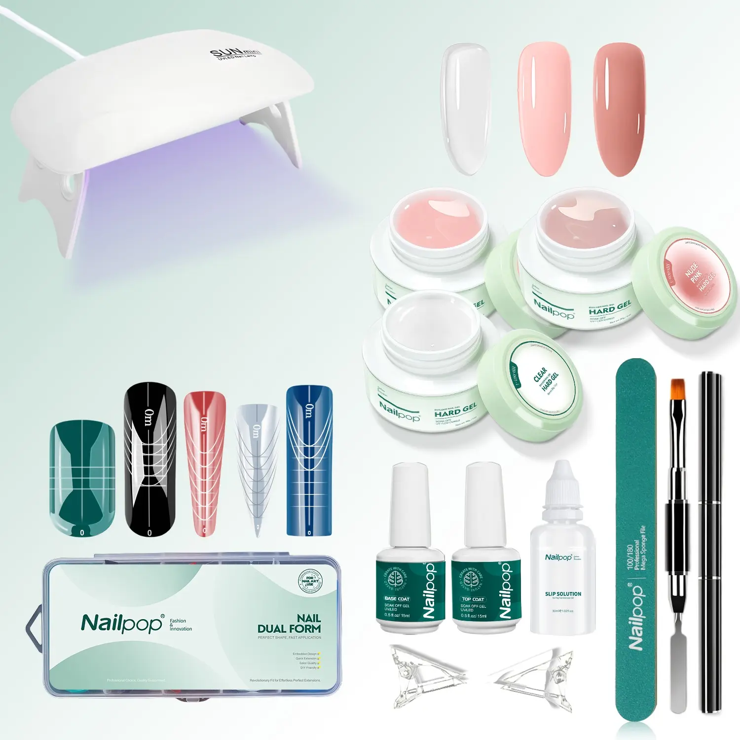 Beginner Nail Extension Kit Milk Builder Gel 3 Colors with Nail Lamp Dual Forms Base Top Coat Nail Tools Nail File Starter Set 1 Set