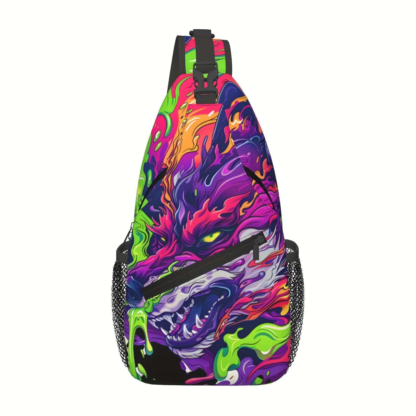 Crossbody Chest  Hiking Cartoon Style Fox Head Shoulder  Folding Large Capacity Fashion Durable Can Be Used for Shopping, Work, Leisure Travel Beach  Fishing  Travel Additions Must Have  for School Back Christmas Gifts bag backpack