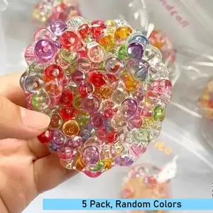 5-Pack Stress Relief Balls with Plastic Beads, Sensory Anxiety Relief Toy, Creative Fun Gift, Easter Basket Filler, Random Colors