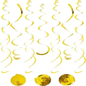 24 count  Foil  Swirl,Sparkle Ceiling  Decorations, Plastic Streamer Party Decorations,Swirl Decorations with Double-Swirls and Single-Swirls for Birthday,Graduation,Easter, Year
