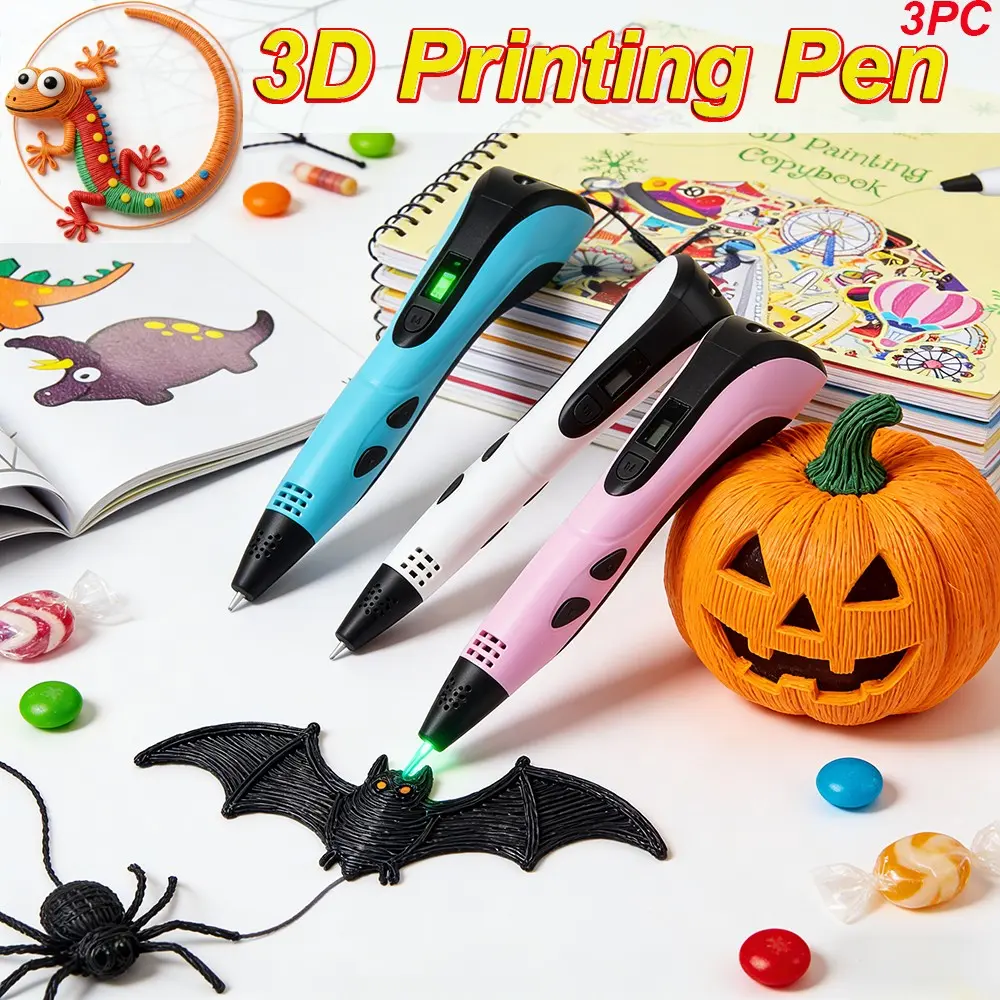 3D Printer Pen Kit, 2m 6 Colors 1.75mm Pla Filament, Three-Speed LCD Display, Ideal for DIY Crafts, Perfect Gift for Men and Women