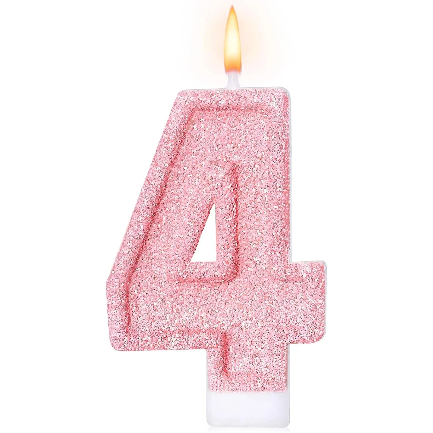 Cute Number 4 Birthday Candle, Glitter Pink Number Candles, Birthday Cake Topper Decoration, Supplies Anniversary Celebrations