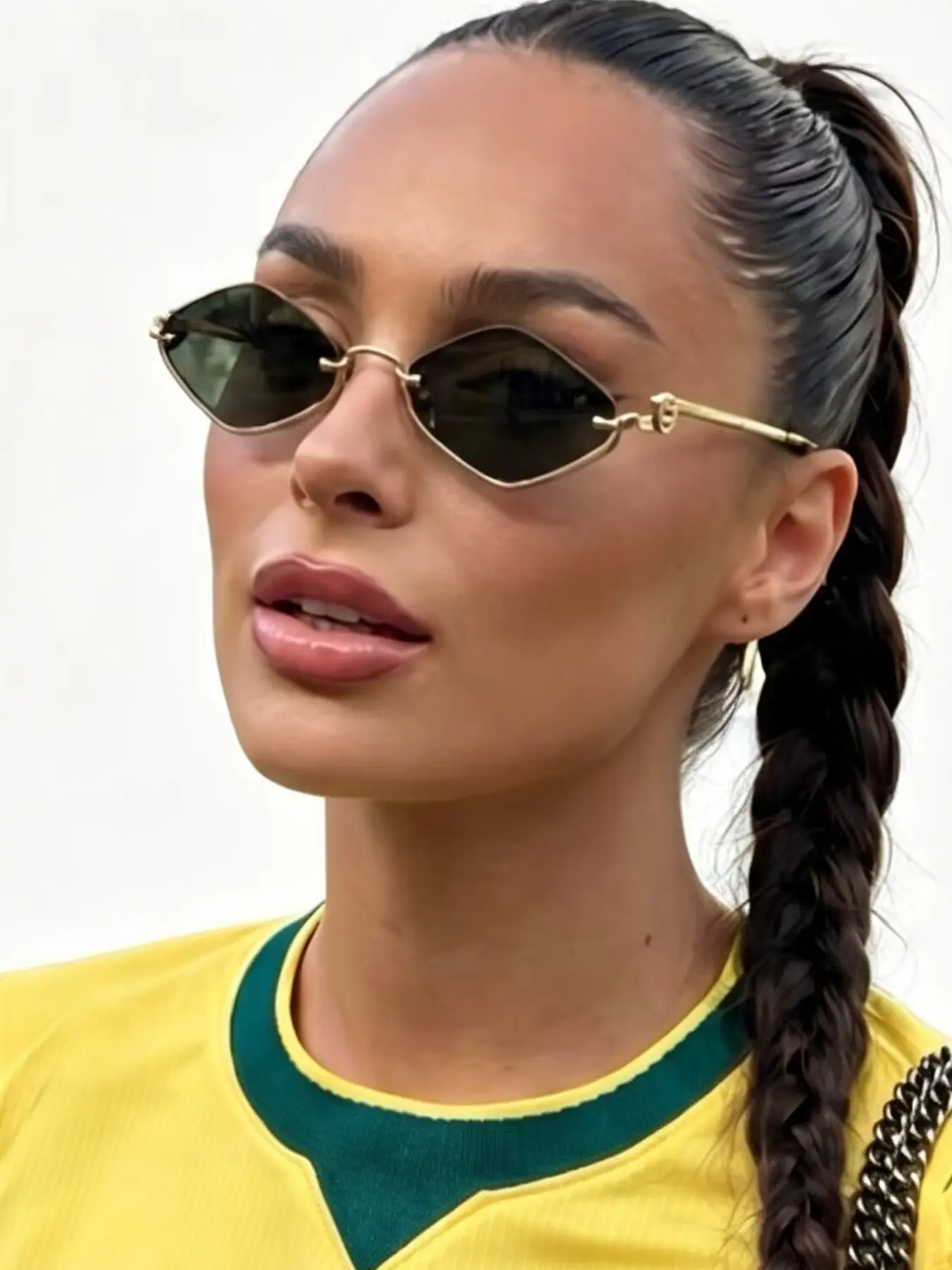 Women's Fashion Rhombus Glasses, Vintage Half Frame Polygonal Metal Eyewear, Y2K Retro Style, Versatile Design for Daily Wear & Travel