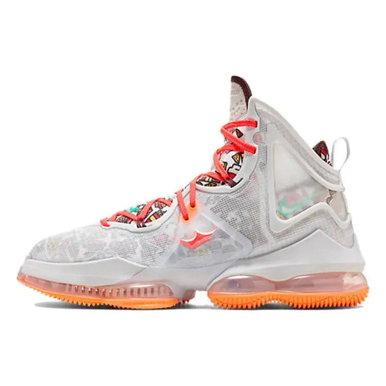 Nike LeBron 19 EP Fast Food Basketball Shoes – Unisex High-Top Lace-Up Grey and Orange Verifiable, with credentials and supporting global authentication