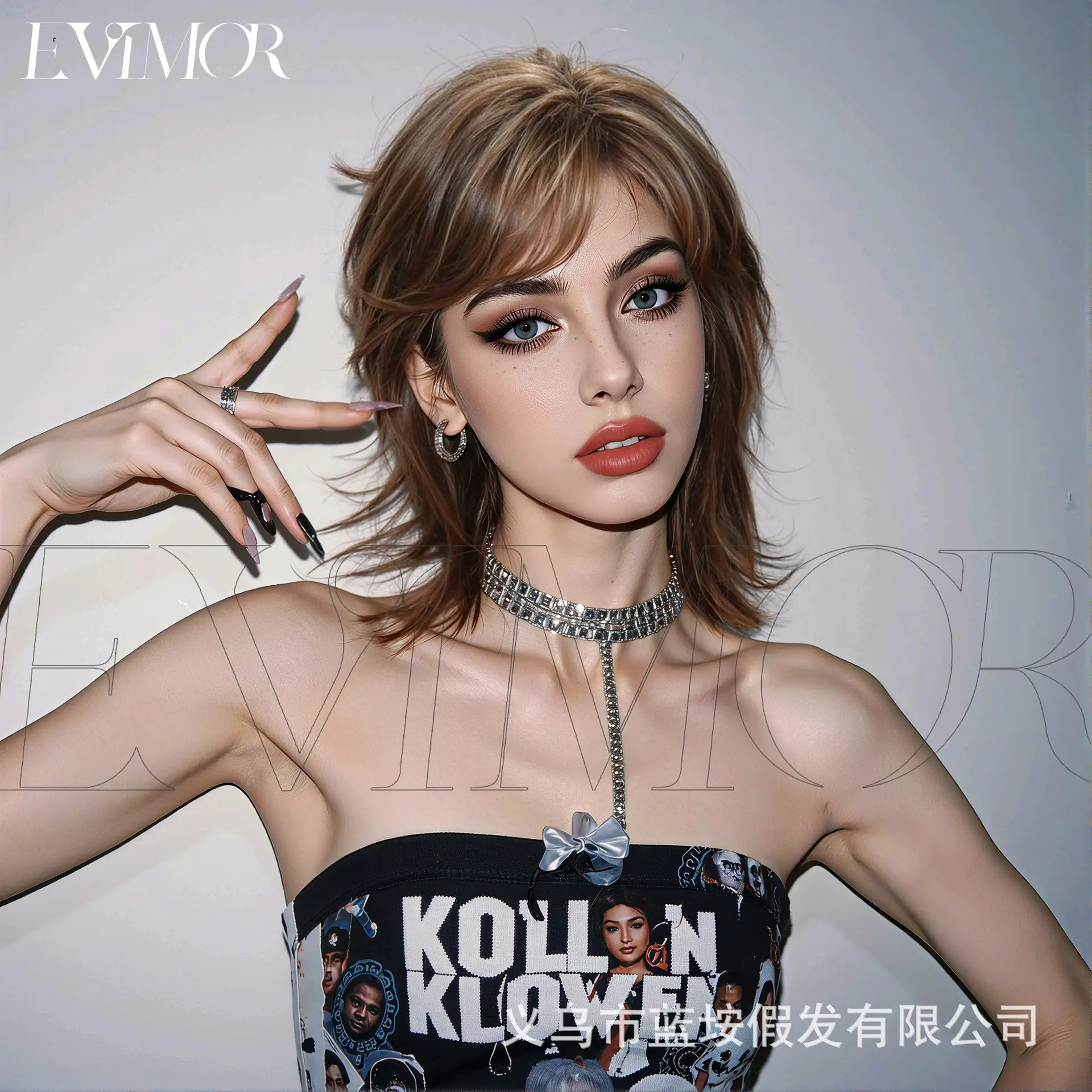 Unisex Adult Synthetic Hair Full Machine Wig - Short Mullet, High-Layered Wolf Tail Design, Full Head Coverage, European & American Styles, Neutral Look, Fluffy Effortless Fit