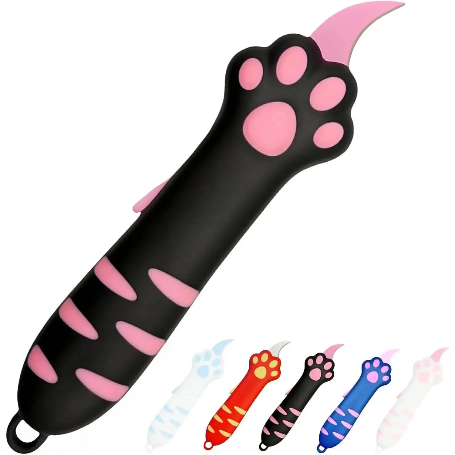 Cat Paw Box Cutter, 2026 New Retractable Cat Claw Knife Cute Cat Box Paper Cutter, Portable Cat Retractable Knife (black)
