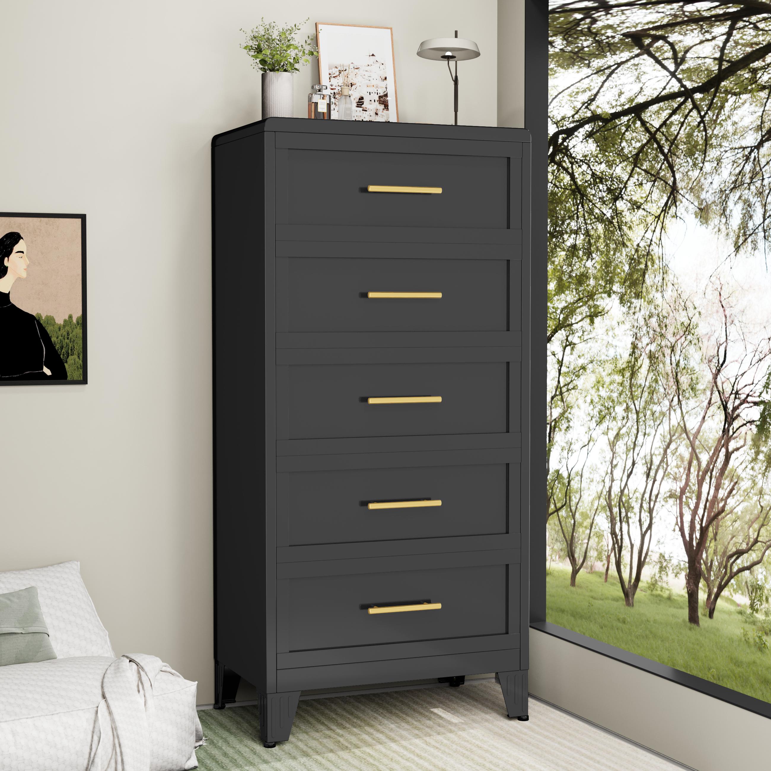 Metal Dresser Tall Narrow Dresser for Bedroom Chest, 53.46" H Drawer Chest, Closet Dressers & Chests of Drawers for Living Room, Hallway (5 Drawers White 24inch Wide)