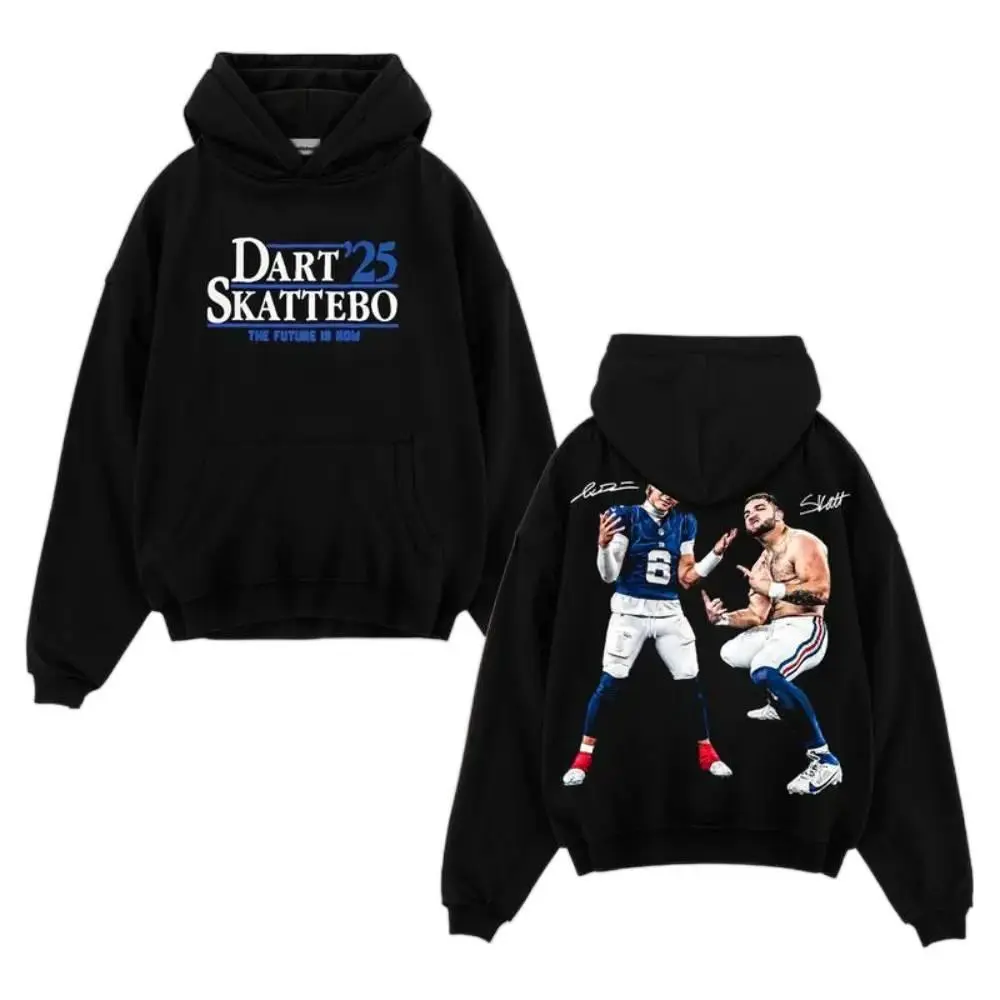 [Sale Up To 50%] Unisex Cam Skattebo and Jaxson Dart Giants Nation Outfit V2 Cotton Hoodie T-Shirt (Made In US), Houdini, Jaxson Six Fans Outfit, Big Blue Game Day Outfits, Gift For Football Fans, Football Graphic Tee