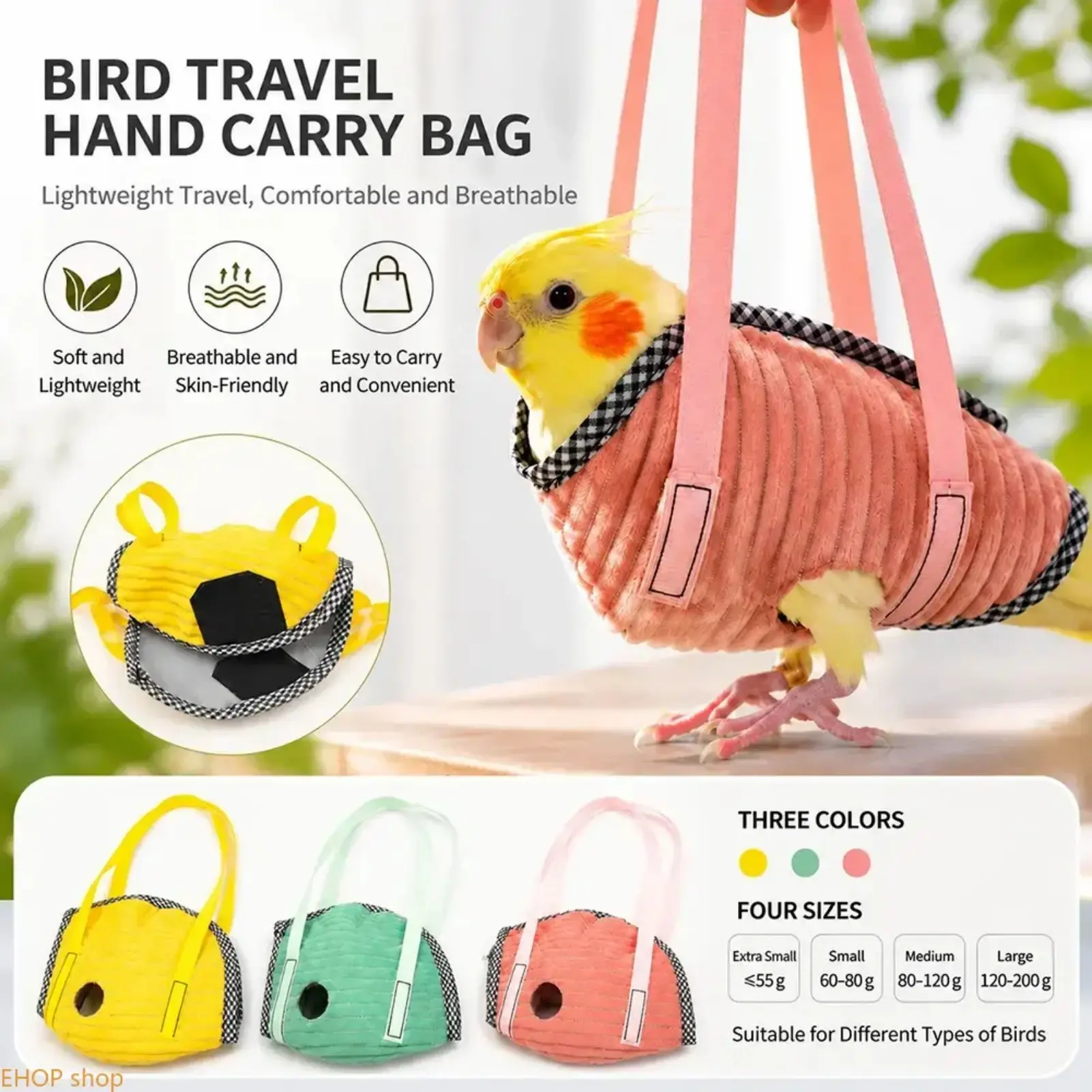 Portable Bird Travel Carrier Bag Lightweight Parrot Crossbody Backpack For Budgerigars Lovebirds Cockatiels Sun Conures Pet Travel Supplies