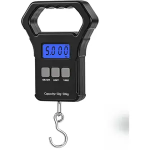 Fish Scale, 110lb/50kg Digital Portable Hanging Fishing Weight Scale with Backlit LCD Display, Luggage Scale with Hook, Non-Slip Large ABS Handle & 2 AAA Batteries, Fishing Gifts Gear  Men