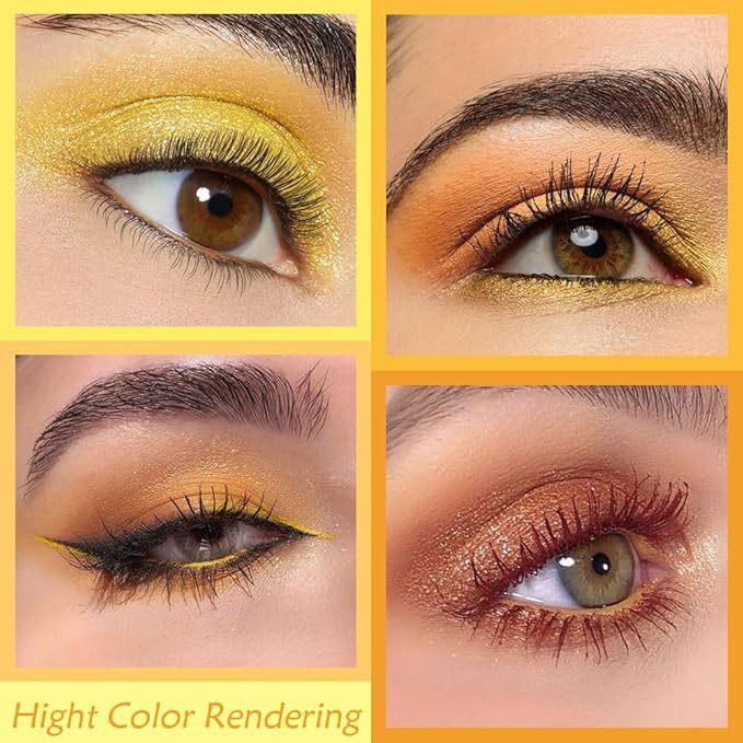 9-Color Summer Orange Eyeshadow Palette – Waterproof Sweatproof Matte & Shimmer, Vibrant Yellow to Sunset Hues for Daily & Party Makeup Looks