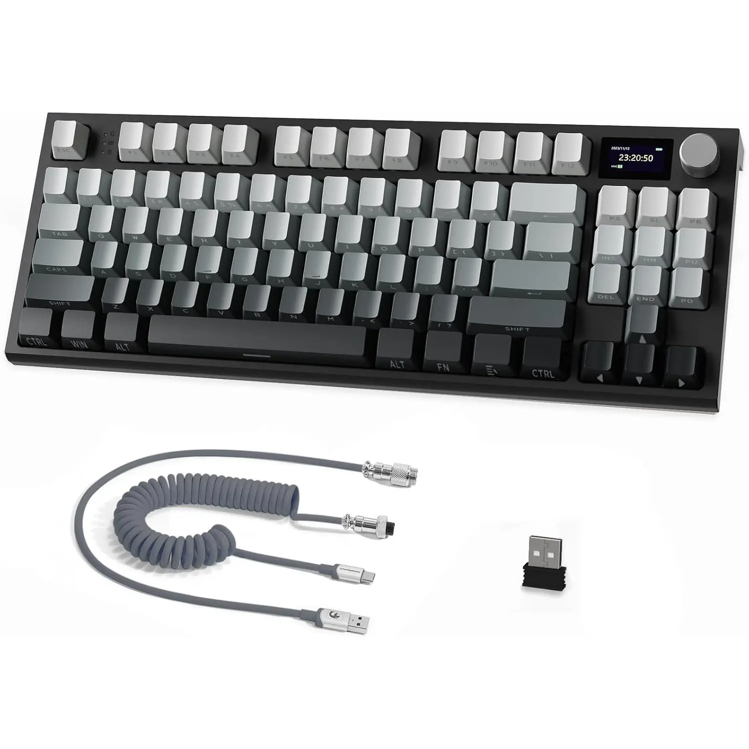 RK86 RGB 75%  Gasket Mechanical Keyboard,Triple Mode Bluetooth5.0/2.4G/USB-C 82  Hot Swappable Gaming Keyboard 4000 mAH  w/Knob & 1.2''  OLED Display,Custom Linear Switches