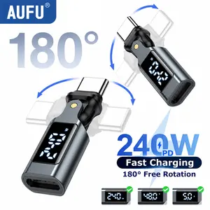 240W PD USB C to USB C Adapter, 180° Rotatable, LED Digital Display, Fast Charging & Data Transfer