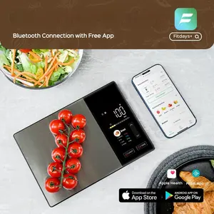 Smart Kitchen Scale with Nutrition Calculator, Bluetooth-compatible Connected, 999+ Ingredients, Calorie Tracking, 24 Nutrient Analysis, 5000g Capacity
