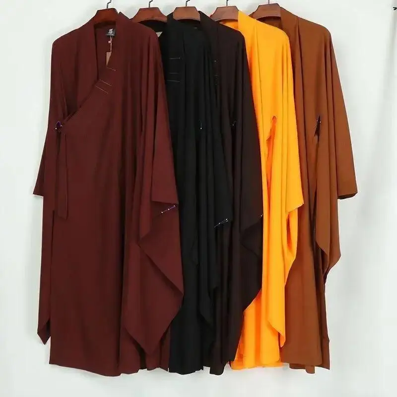 Chinese Traditional Monk Costume Buddhist Shaolin Hanfu Clothing Zen Meditation Taoism Tibetan Clothes Monk Robe