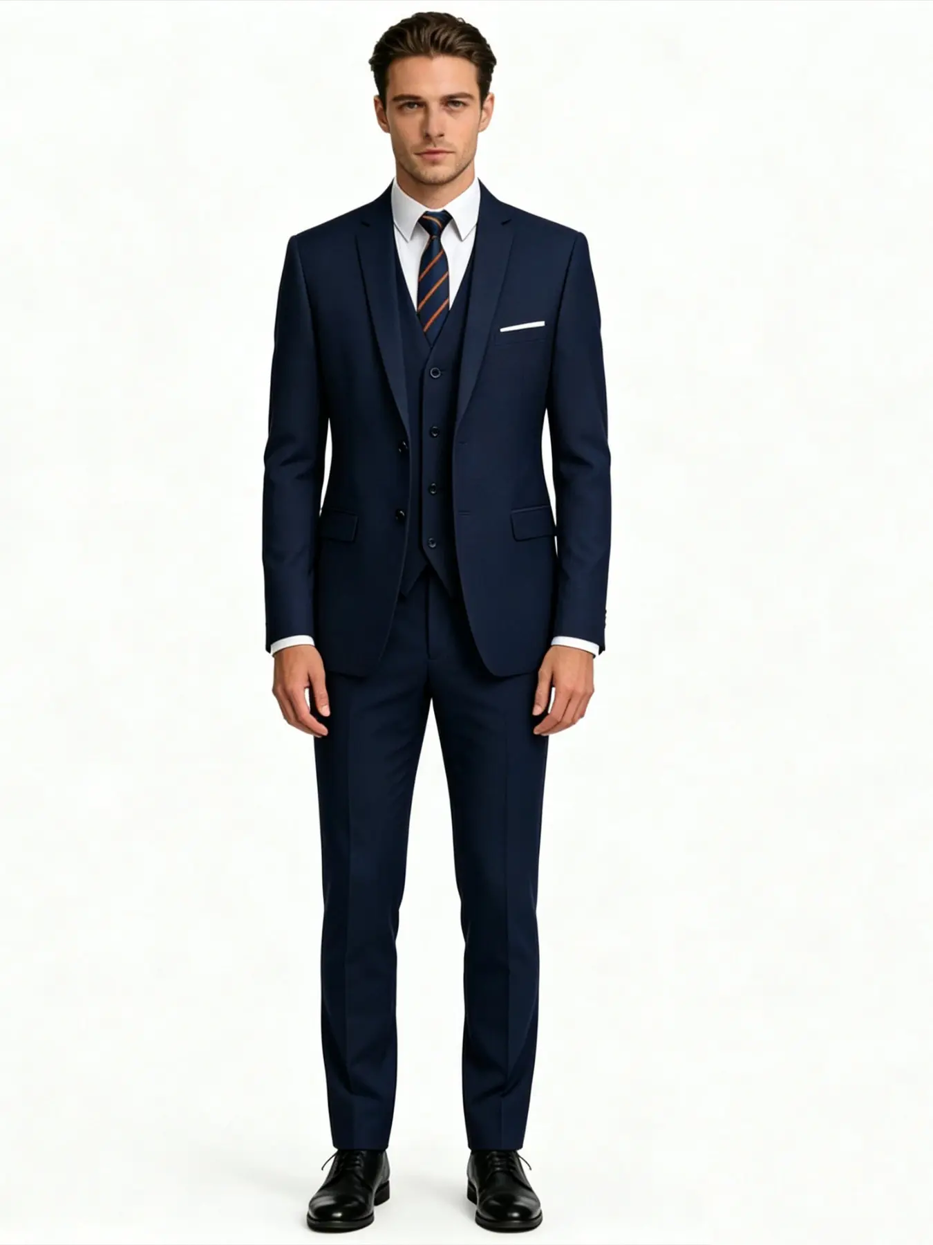 Men's Business Blazer Set Suits, Slim-Fit Long Sleeve, Plain Design, Ankle-Length Pants, Ideal for Office & Formal Events, Easy Care Fabric