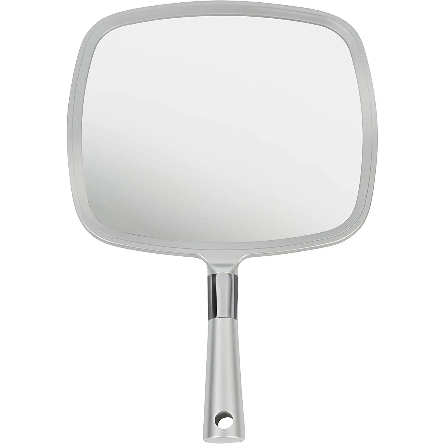Professional Large Hand Mirror with Ergonomic Handle for Men & Women - Premium Handheld Haircut Mirrors for Barber and Salon - 9" x 13" (Elegant Silver Luxe Edition)