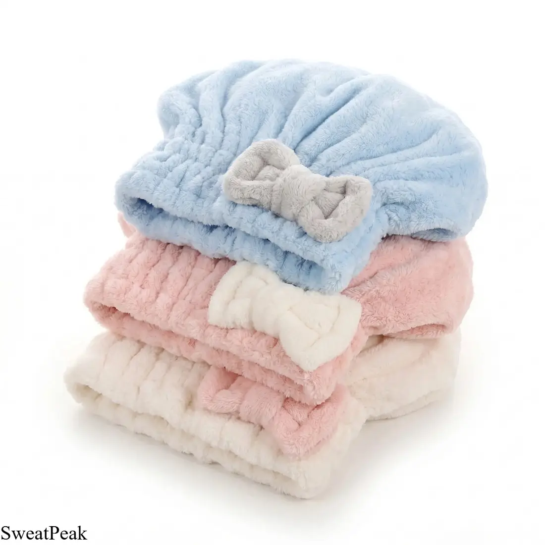 Women's 3-Pack Microfiber Hair Towel Wrap, Super Absorbent Fast-Drying Turban Cap with Soft Fit, Post-Shower Wet Care Accessory (Sports & Outdoor Hat for Long/Curly Hair)