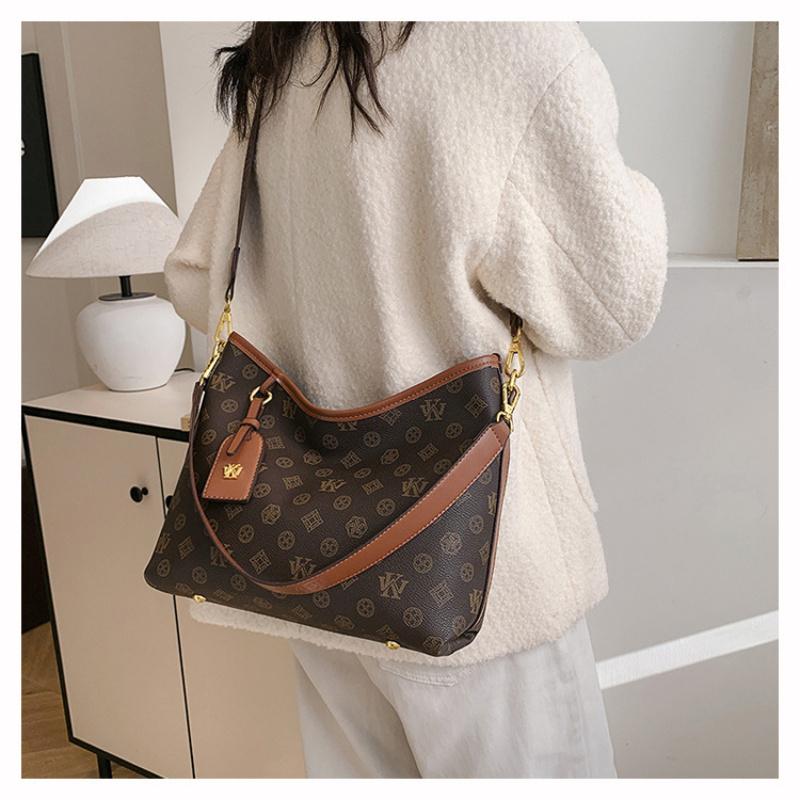 Mia Bag Shop High-end Fashion Large Capacity Tote Bag for Women 2025 New Vintage Print Commuter Shoulder Bag Crossbody Bag in PU Material for Daily Use 20 cm long, 20 cm wide, and 28 cm tall 20 cm long, 20 cm wide, and 28 cm tall