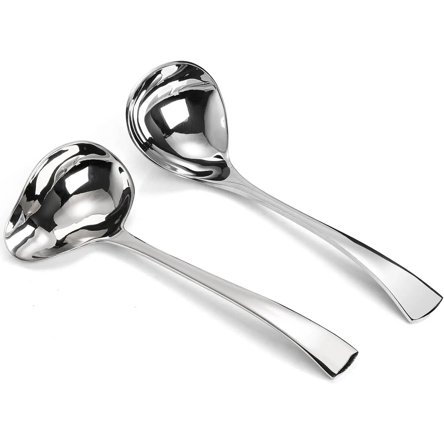 Yarlung Set of 2 7 Inch 18/10 Stainless Steel Gravy Spoon Small Ladle, Sauce Drizzle Spoon with Spout Mini Soup Ladle for Kitchen & Table Serving Utensils