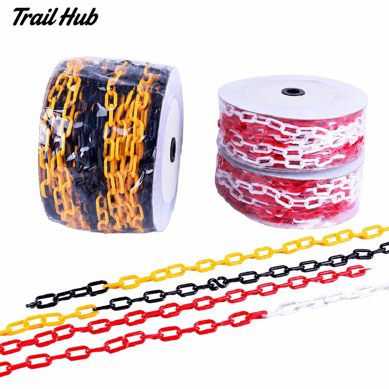 Reflective Plastic Warning Chain, 100cm Heavy-Duty 8mm Links Red-White High-Visibility Safety Barrier for Roadwork, Construction Zones, Temporary Site Isolation (Automotive & Motorcycle Car Exterior Accessory)