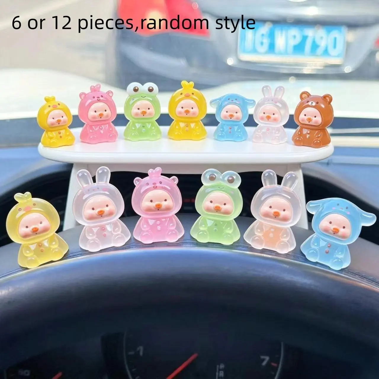 33mm-40mm Night Glow Cute Cartoon DIY Ornament, Adorable Pig Car Decor, Car Ornaments, Home Decoration, Festival Gift, Creative Small Sculpture