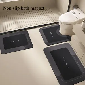3Pcs non-slip soft absorbent bathroom mat Diatomite Bathroom vanity Mat Set Non-Slip Water Absorbent Floor Rug Quick-Drying Interior Doormat tub shower for Bathroom, Kitchen & Laundry